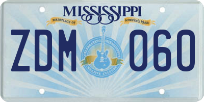 MS license plate ZDM060