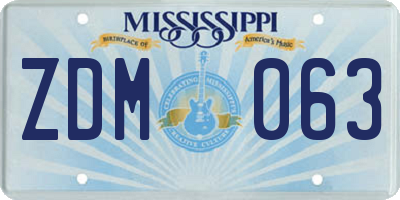 MS license plate ZDM063