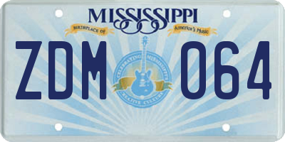MS license plate ZDM064