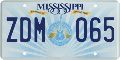 MS license plate ZDM065