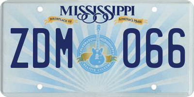 MS license plate ZDM066