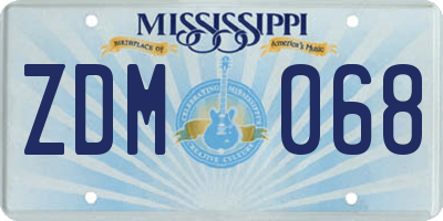 MS license plate ZDM068