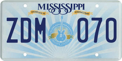 MS license plate ZDM070