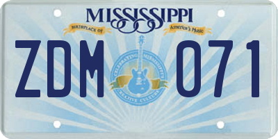 MS license plate ZDM071