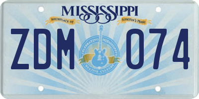 MS license plate ZDM074