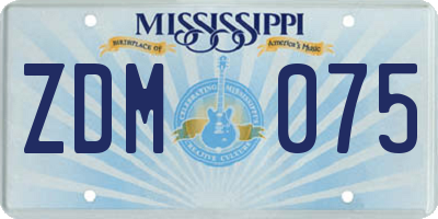 MS license plate ZDM075