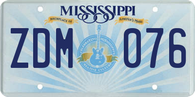 MS license plate ZDM076