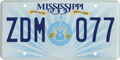 MS license plate ZDM077