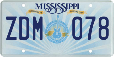 MS license plate ZDM078