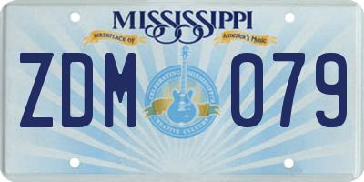 MS license plate ZDM079
