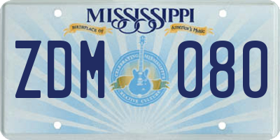 MS license plate ZDM080