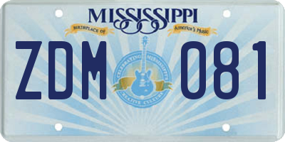 MS license plate ZDM081