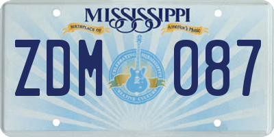 MS license plate ZDM087