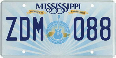 MS license plate ZDM088