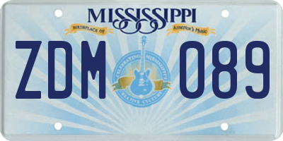 MS license plate ZDM089