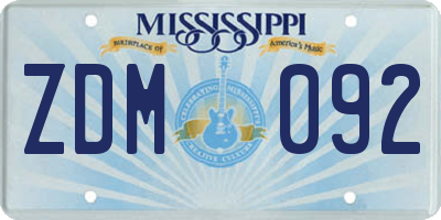 MS license plate ZDM092