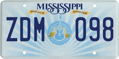 MS license plate ZDM098