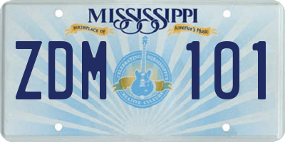 MS license plate ZDM101