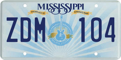 MS license plate ZDM104