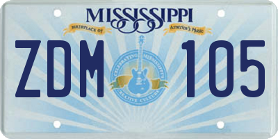 MS license plate ZDM105