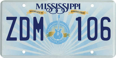 MS license plate ZDM106