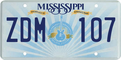 MS license plate ZDM107