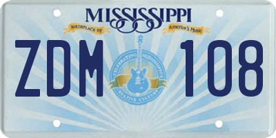 MS license plate ZDM108