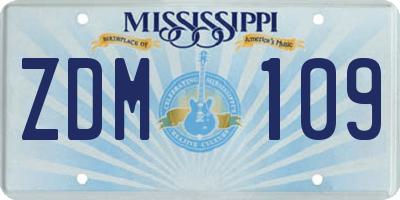 MS license plate ZDM109