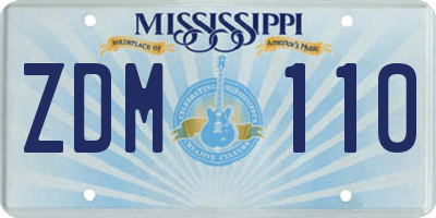 MS license plate ZDM110