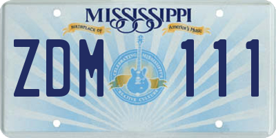 MS license plate ZDM111
