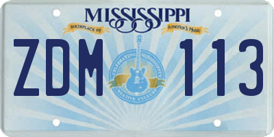 MS license plate ZDM113