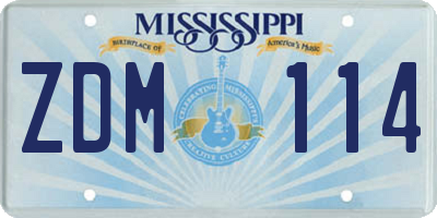 MS license plate ZDM114
