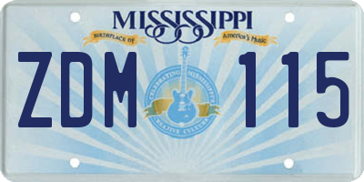 MS license plate ZDM115