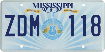 MS license plate ZDM118