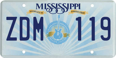 MS license plate ZDM119