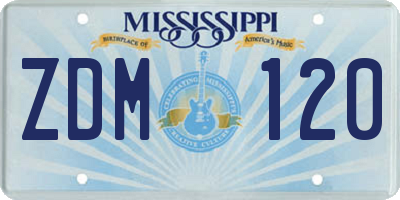 MS license plate ZDM120
