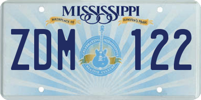 MS license plate ZDM122