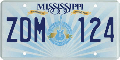 MS license plate ZDM124