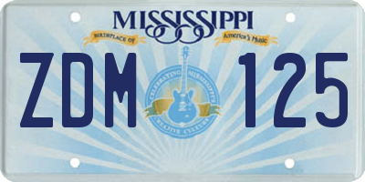 MS license plate ZDM125