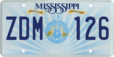 MS license plate ZDM126