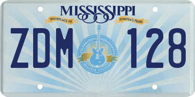 MS license plate ZDM128