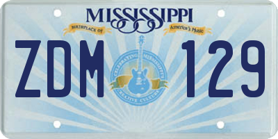 MS license plate ZDM129