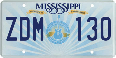 MS license plate ZDM130