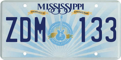 MS license plate ZDM133