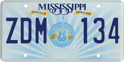 MS license plate ZDM134
