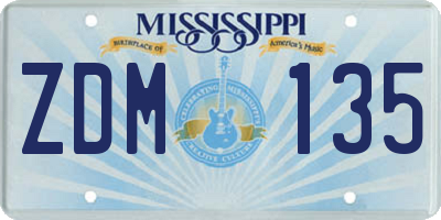 MS license plate ZDM135