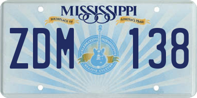 MS license plate ZDM138