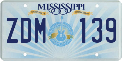 MS license plate ZDM139