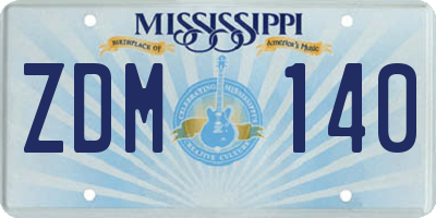 MS license plate ZDM140
