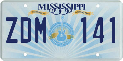 MS license plate ZDM141